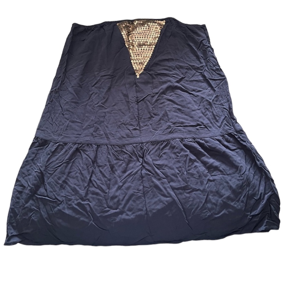 2/$10! Sleeve less navy blue shirt dress with gold detailing